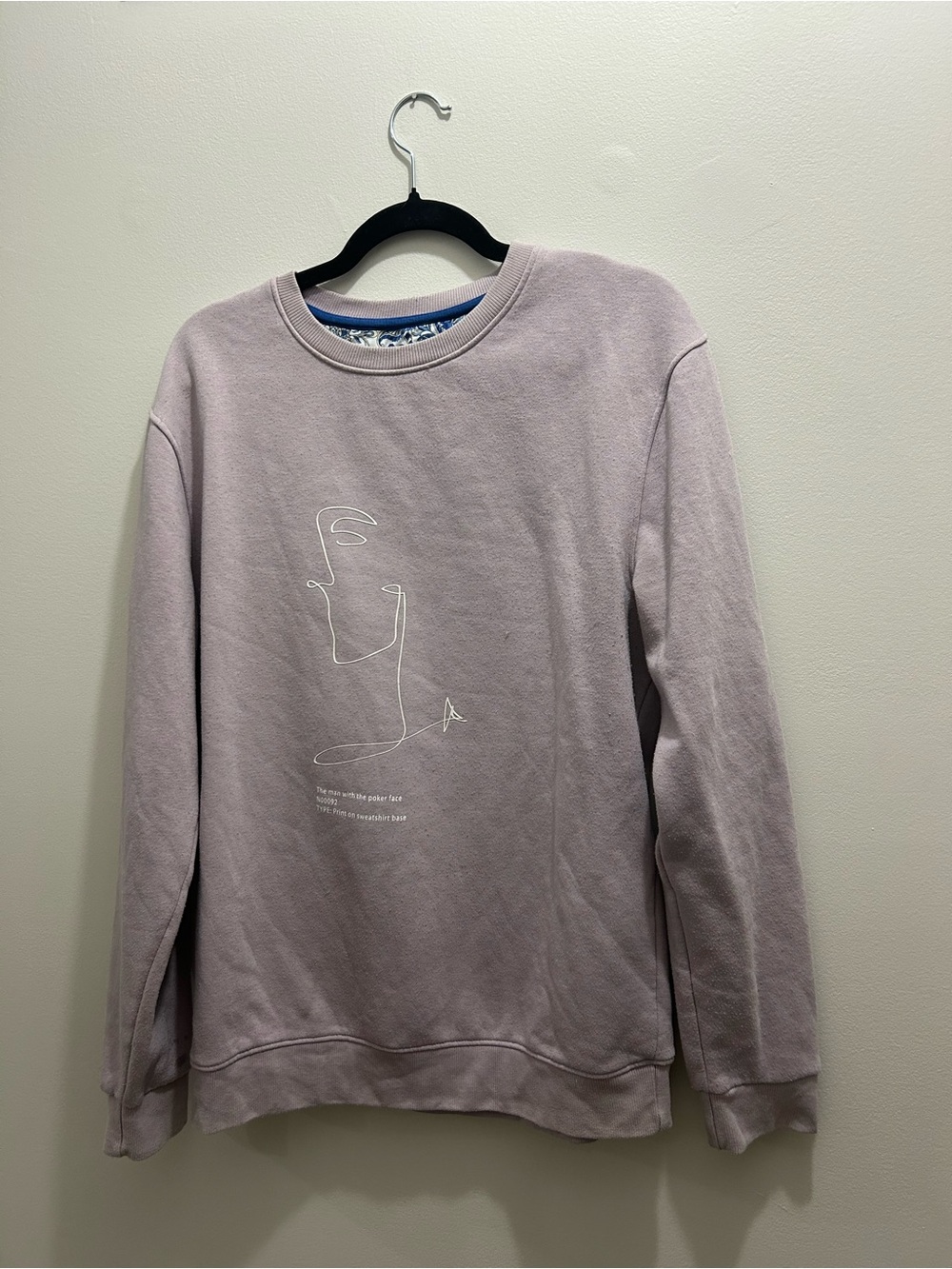 Denim & Flower Lavender Crewneck Sweatshirt with Minimal Line Art